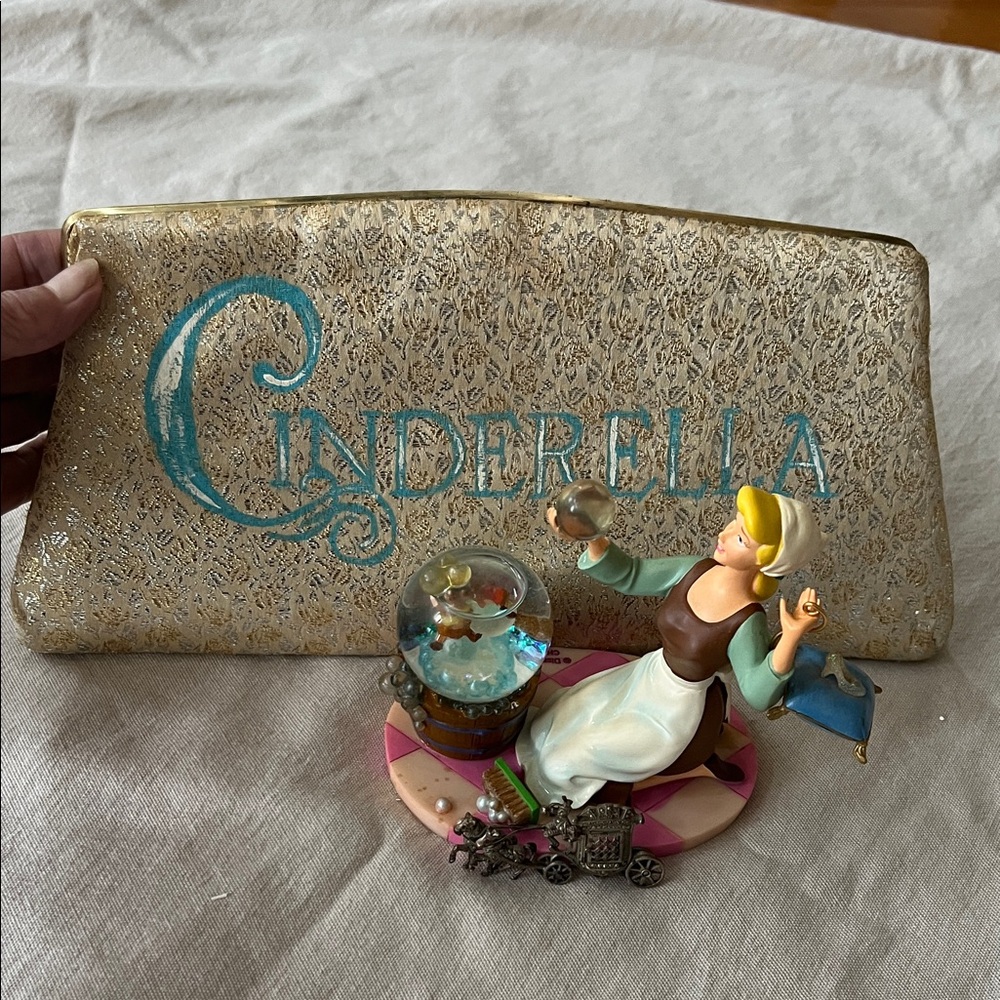 Cinderella Themed Clutch Hand painted with love inside and out on vintage clutch